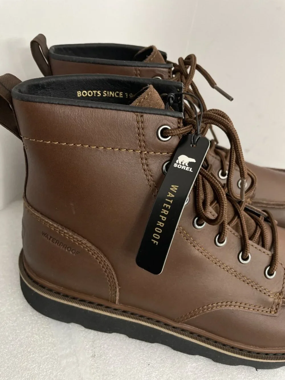 Sorel Slabtown 62 Moc Waterproof Leather Brown Boots Men's 11 NEW